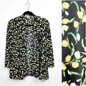 Tanjay Tulip Patterned Black, White & Yellow Summery Cardigan